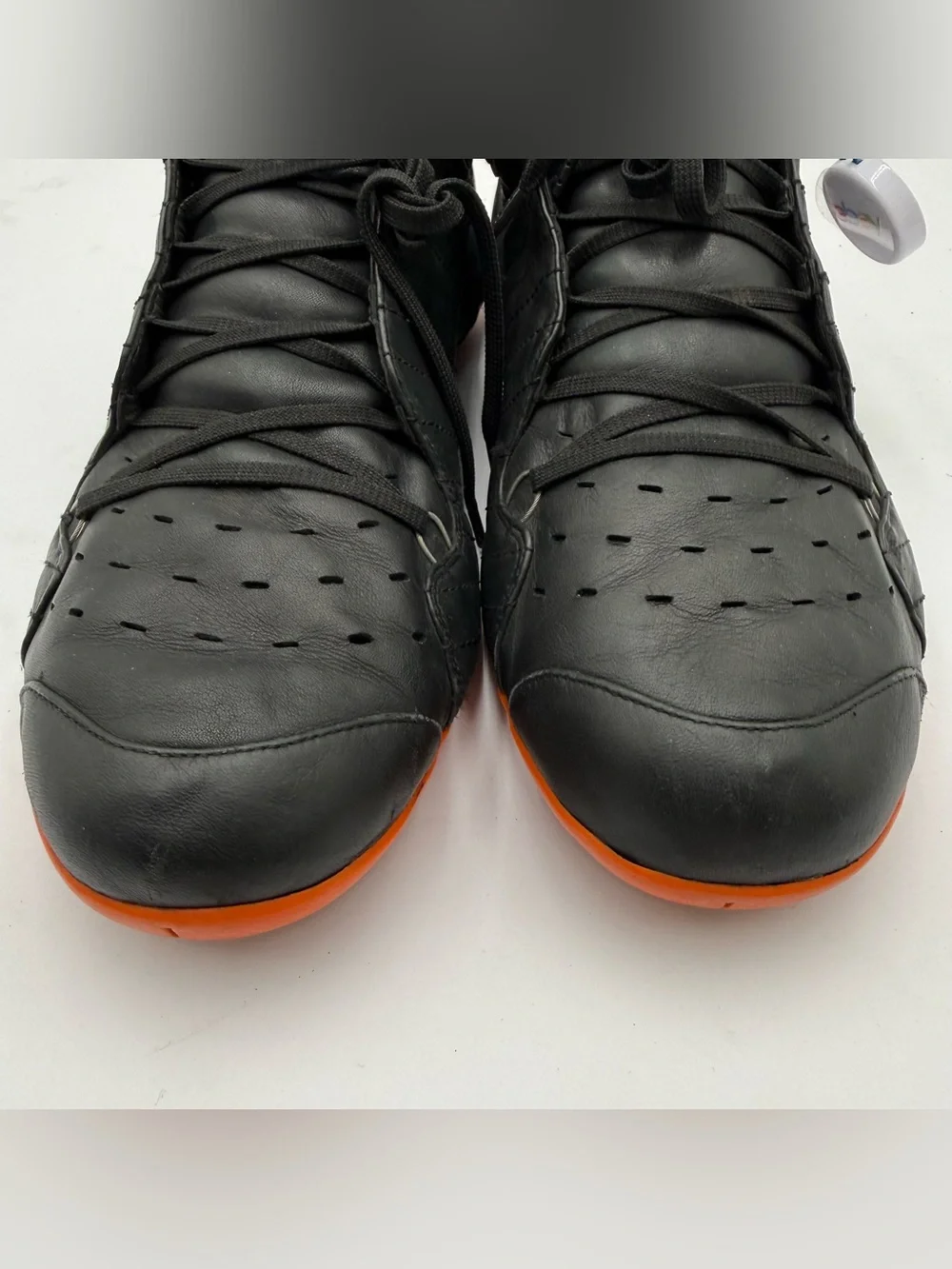 B44 Rare Adidas Y-3 Mid II Sz 11.5 Black/Orange Leather Sneakers Yohji Yamamoto